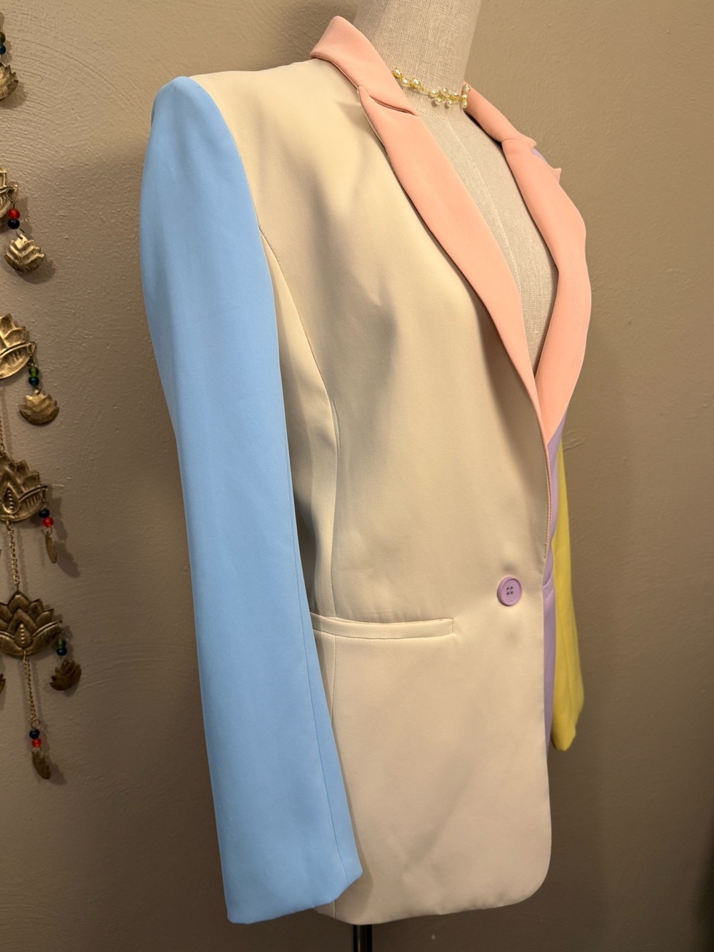Endless Rose Women’s Pastel Chic Colorblock Blazer Single Button Size Small - Picture 2 of 10
